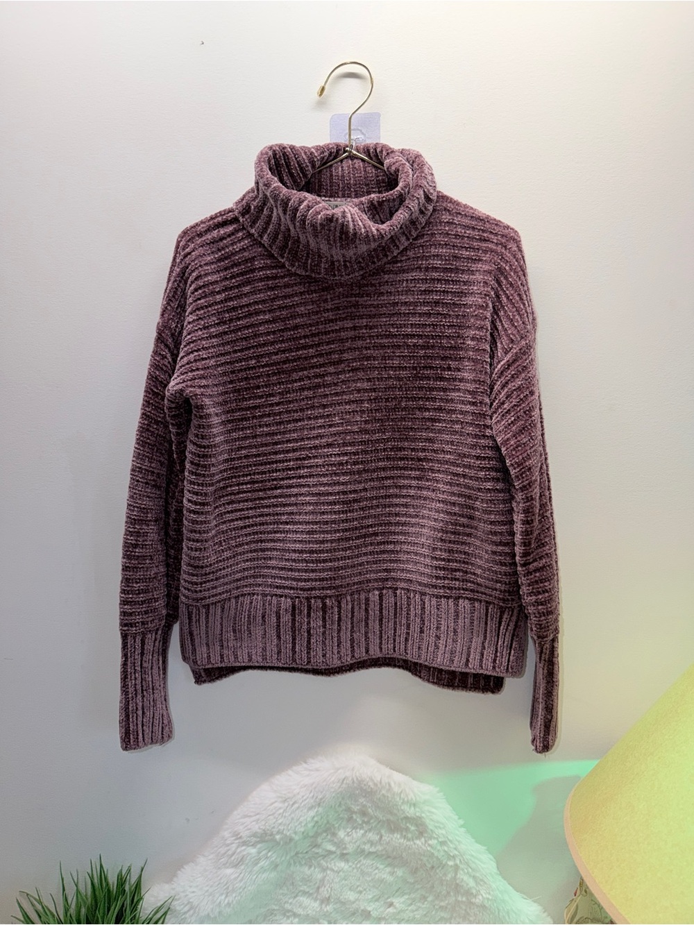 Pink Rose XS Mauve Turtleneck Chenille Girlhoodcore Summer Cabin Sweater ๐